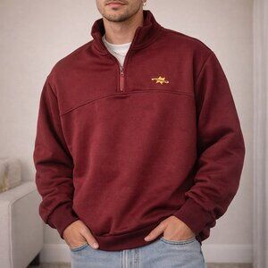 Star Logo Quarter Zip Pullover XL Burgundy Athletic Sweatshirt